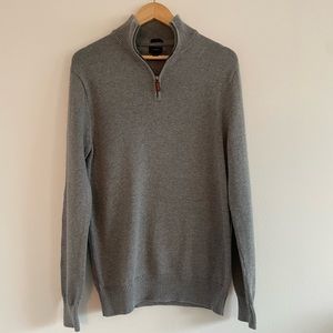 J.Crew Quarter Zip Cotton Cashmere in Gray. Medium and Slim Fit.